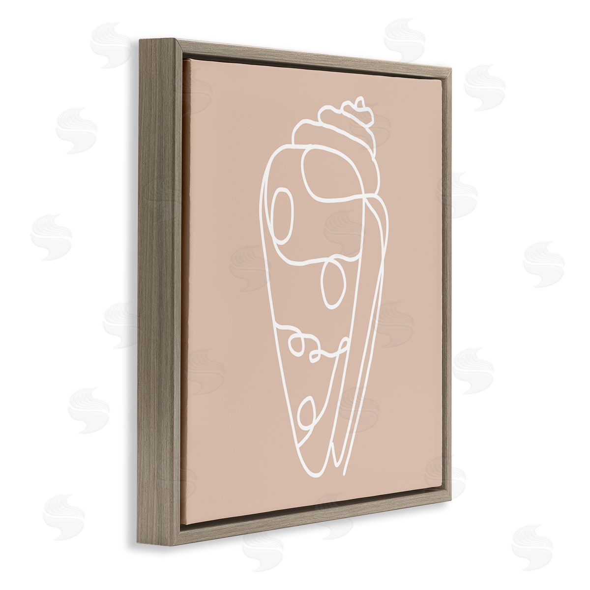 Stupell Studio Patterned Sea Shell Line Doodle Beach Ocean Brown Floating Frame Canvas Wall Art Print