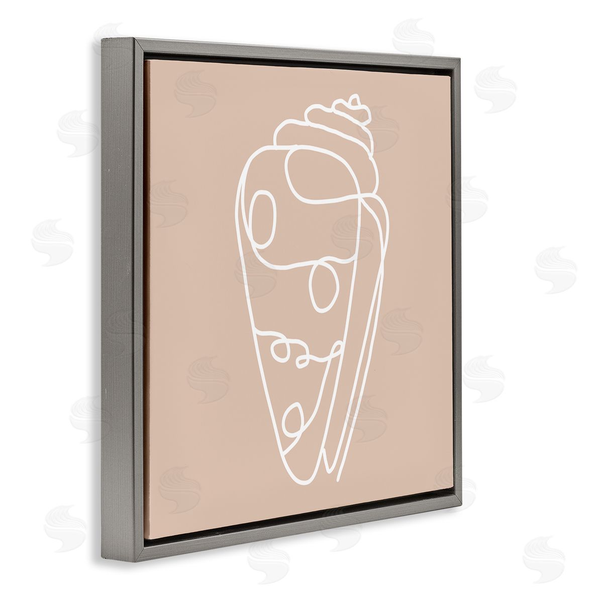 Stupell Studio Patterned Sea Shell Line Doodle Beach Ocean Gray Floating Frame Canvas Wall Art Print