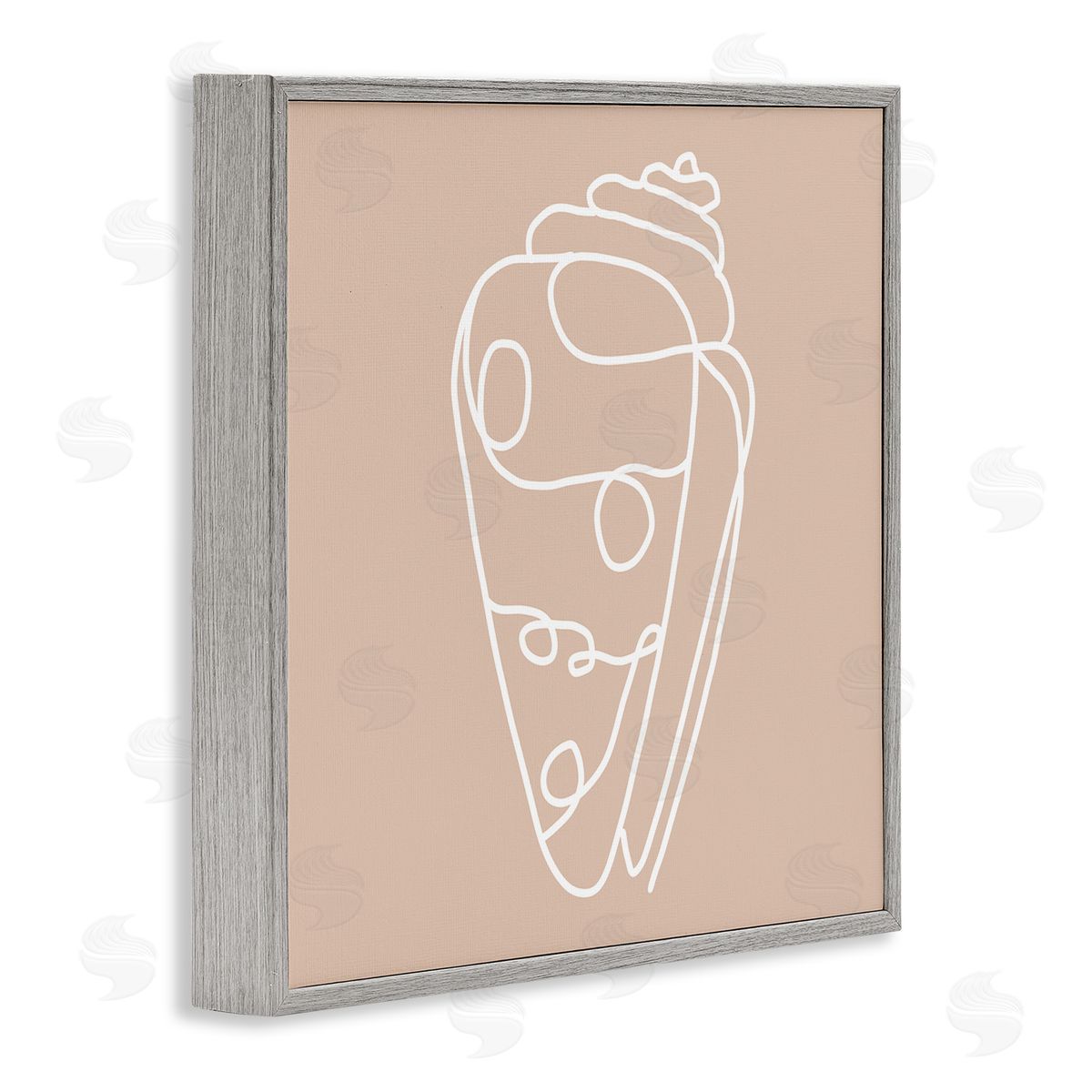 Stupell Studio Patterned Sea Shell Line Doodle Beach Ocean Gray Framed Glicee Wall Art Print