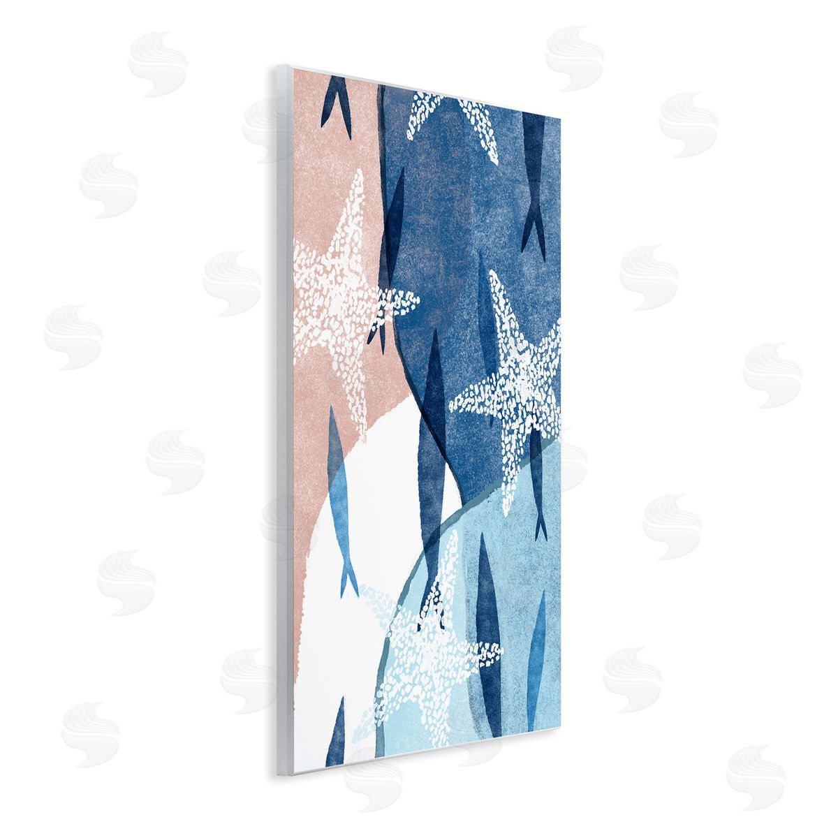 Ziwei Li Abstract Fish Swimming Speckled Starfish Blocked Wall Plaque Art Print