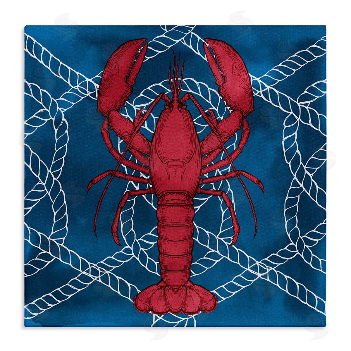 Ziwei Li Red Lobster Outline Rope Pattern Ocean Life Stretched Canvas Wall Art Print