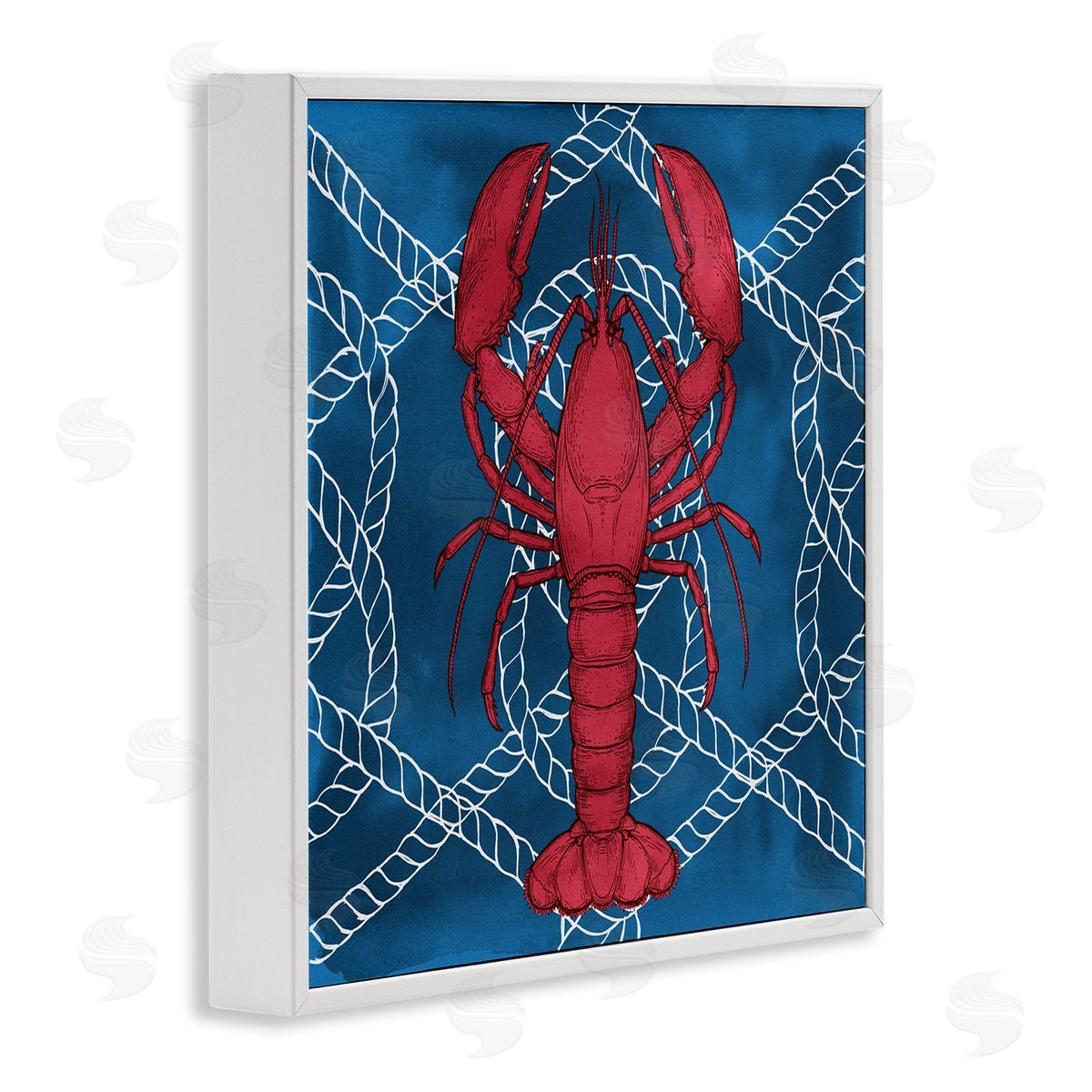 Ziwei Li Red Lobster Outline Rope Pattern Ocean Life White Framed Glicee Wall Art Print