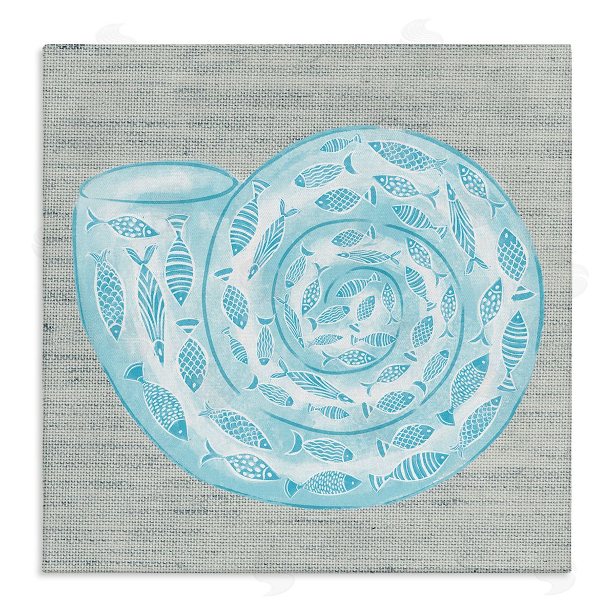 Ziwei Li Fish Patterned Seashell Spiral Shell Sea Life Stretched Canvas Wall Art Print
