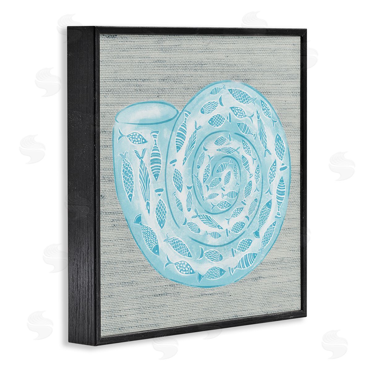 Ziwei Li Fish Patterned Seashell Spiral Shell Sea Life Black Framed Glicee Wall Art Print