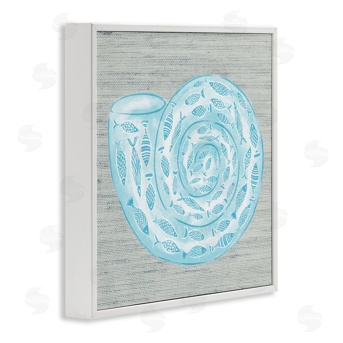 Ziwei Li Fish Patterned Seashell Spiral Shell Sea Life White Framed Glicee Wall Art Print