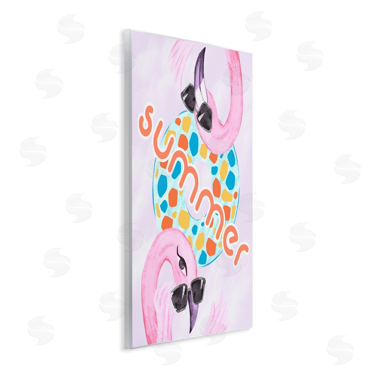 Ziwei Li Pink Summer Flamingos Pool Float Tropical Sunglasses  Wall Plaque Art Print