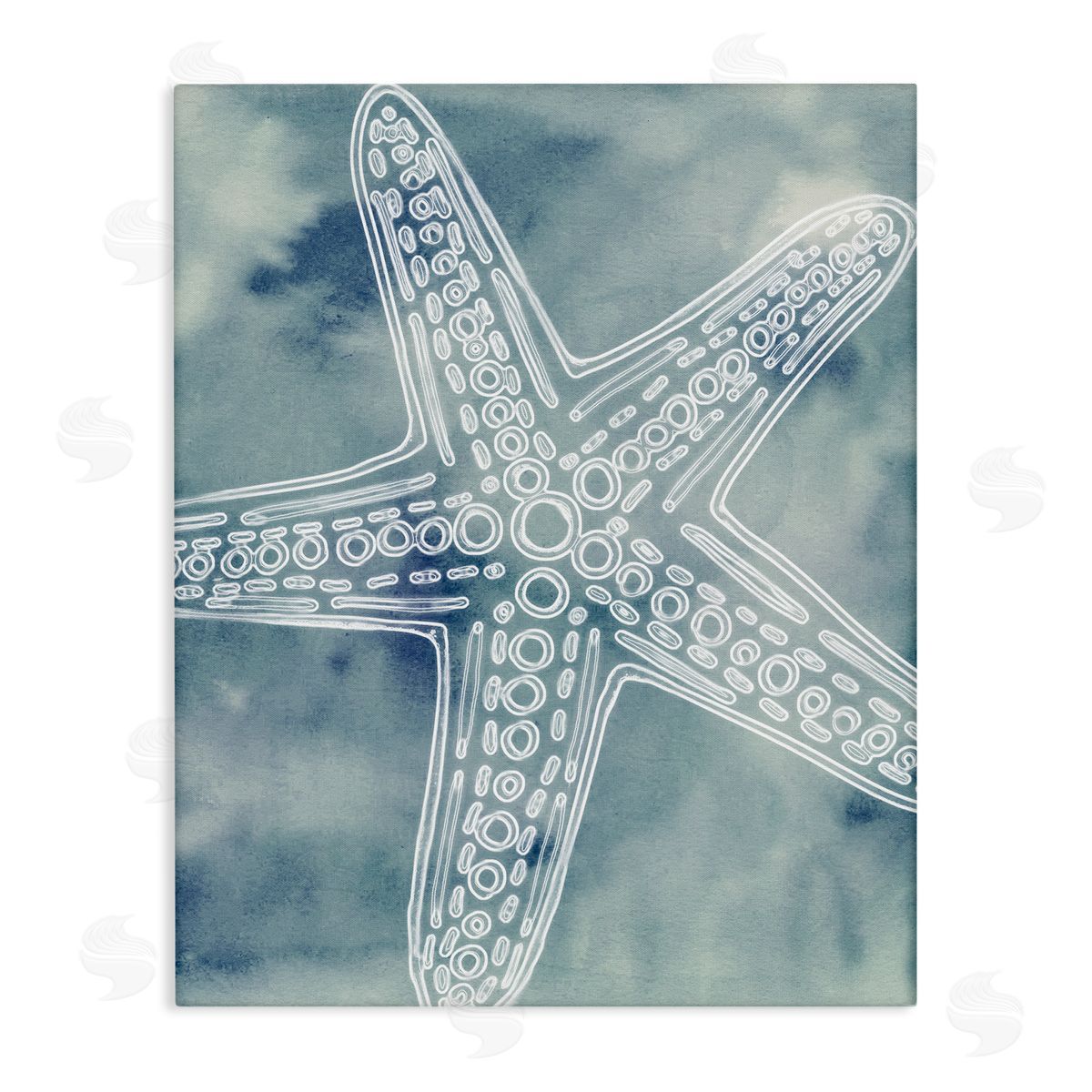 Ziwei Li Detailed Starfish Pattern Circles Blurred Watercolor  Stretched Canvas Wall Art Print