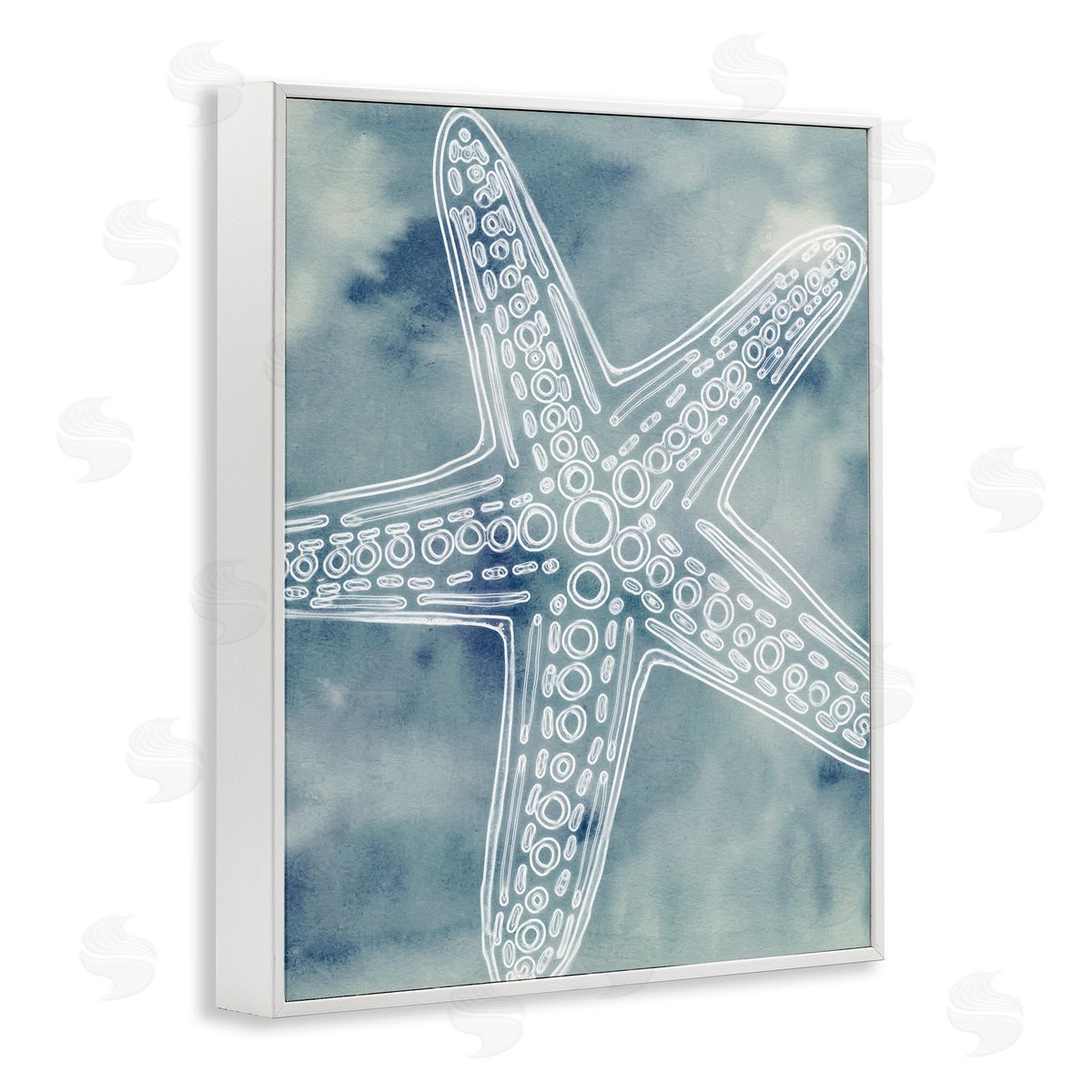 Ziwei Li Detailed Starfish Pattern Circles Blurred Watercolor  White Framed Giclee Wall Art Print