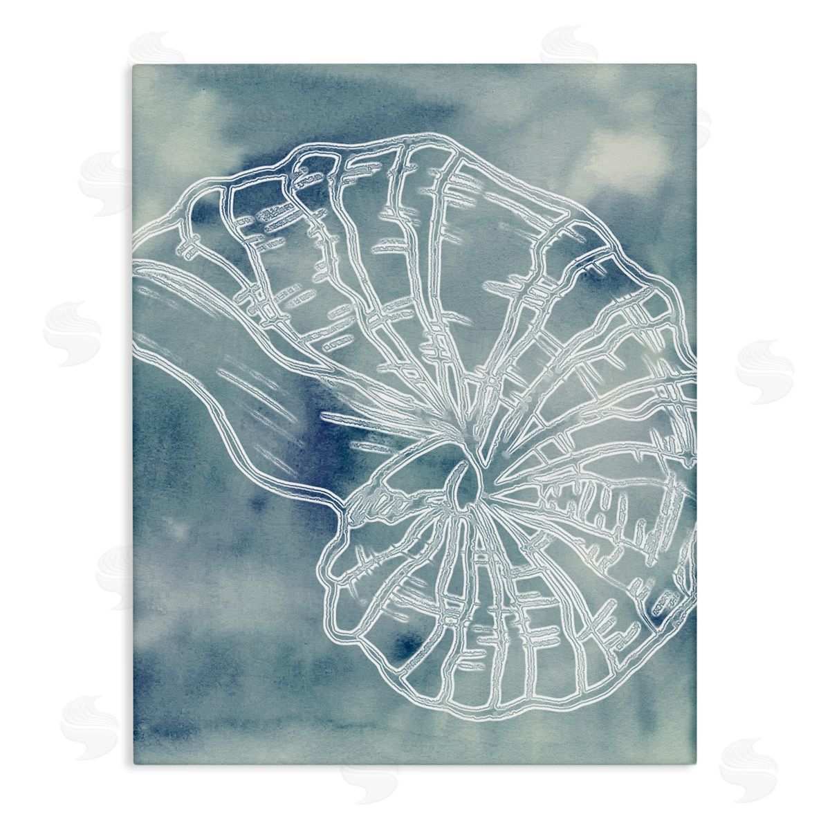 Ziwei Li Spiral Seashell Nautilus Sea Life Watercolor Pattern Stretched Canvas Wall Art Print