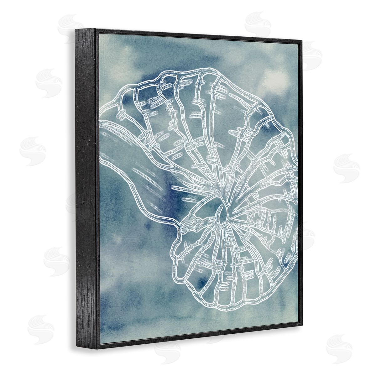 Ziwei Li Spiral Seashell Nautilus Sea Life Watercolor Pattern Black Framed Giclee Wall Art Print