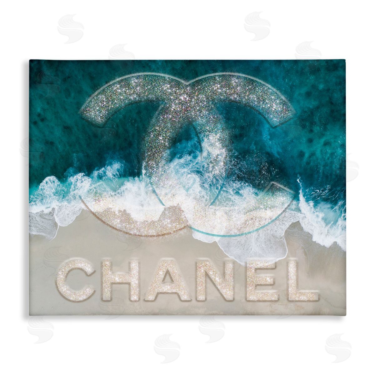 Ziwei Li Beach Waves Crashing Shoreline Glam Fashion Detail Stretched Canvas Wall Art Print