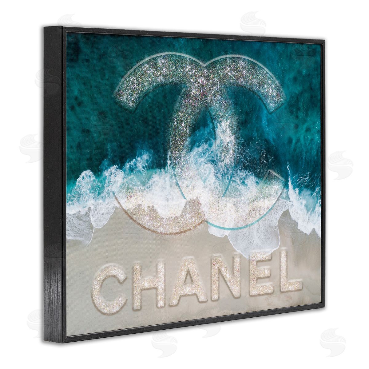 Ziwei Li Beach Waves Crashing Shoreline Glam Fashion Detail Black Framed Giclee Wall Art Print