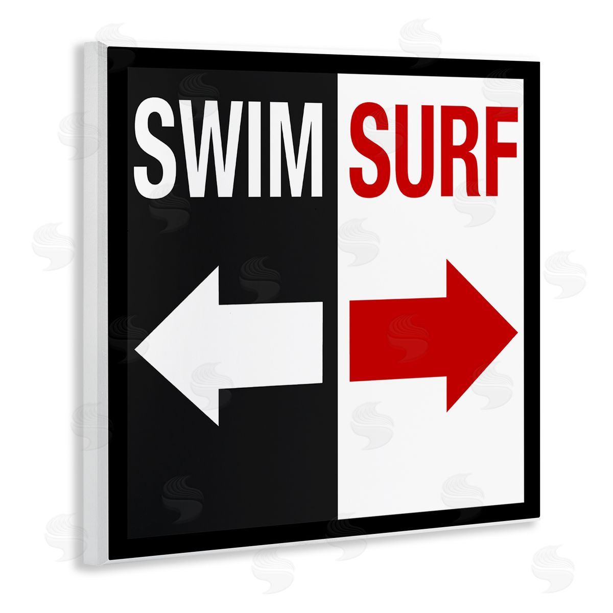 Graffitee Studios Swim Surf Arrows Sign Ocean Coastal Words  Wooden Wall Plaque Art Print