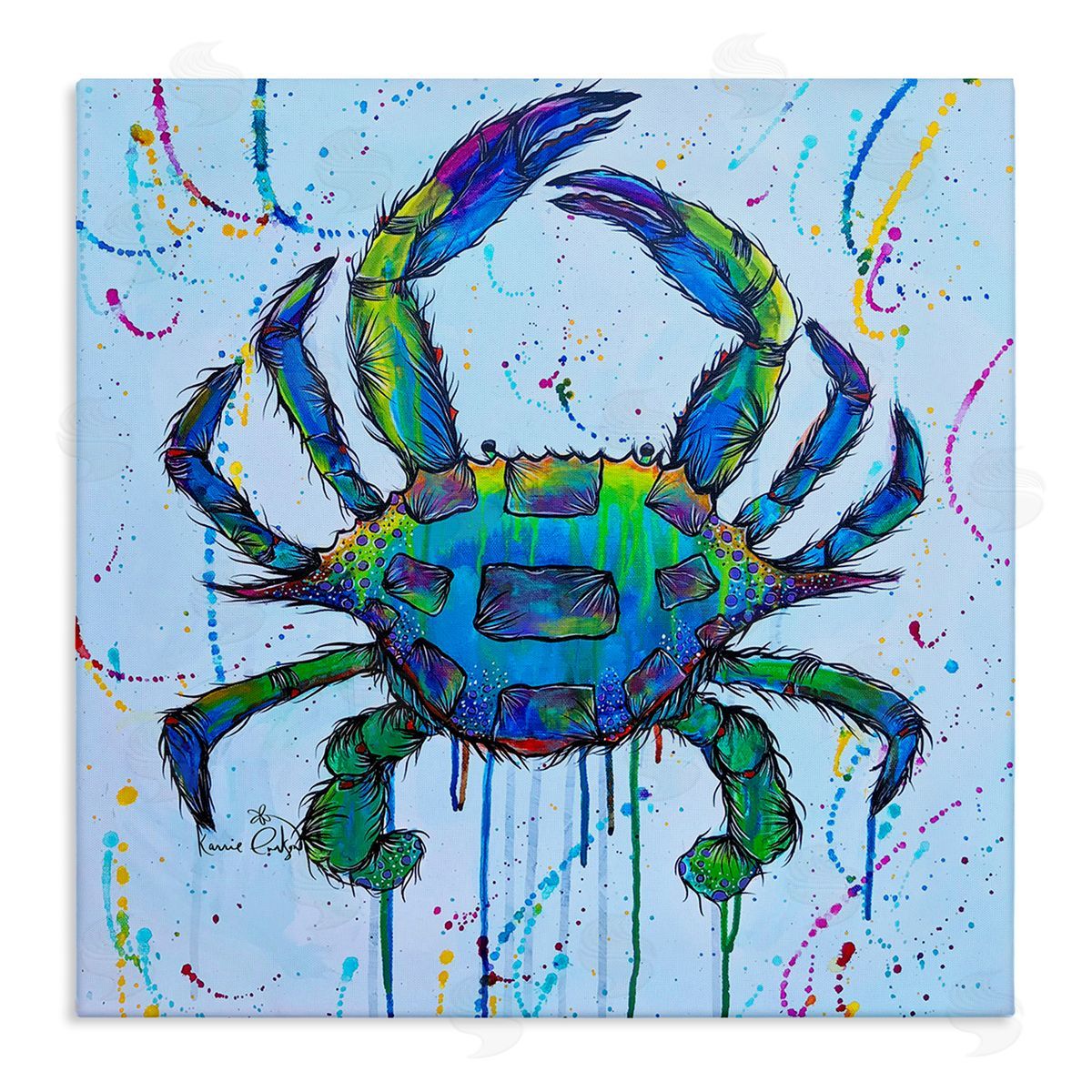 Karrie Evenson Street Style Crab Paint Splatter Urban Design Stretched Canvas Wall Art Print