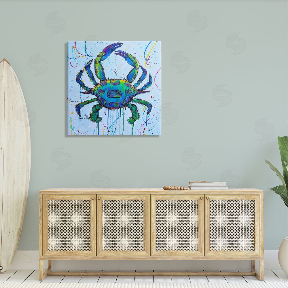 Karrie Evenson Street Style Crab Paint Splatter Urban Design Canvas Wall Art in Room