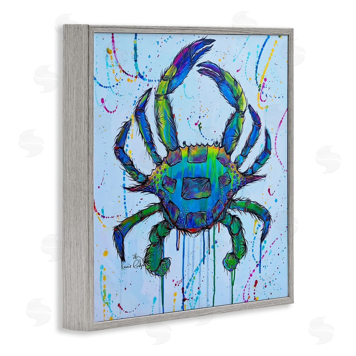 Karrie Evenson Street Style Crab Paint Splatter Urban Design Gray Framed Glicee Wall Art Print