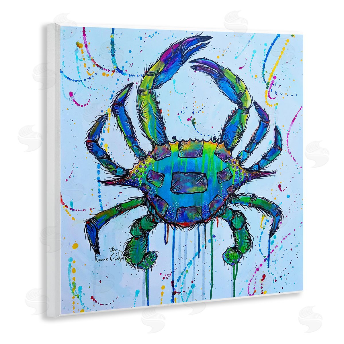 Karrie Evenson Street Style Crab Paint Splatter Urban Design Wooden Wall Plaque Art Print