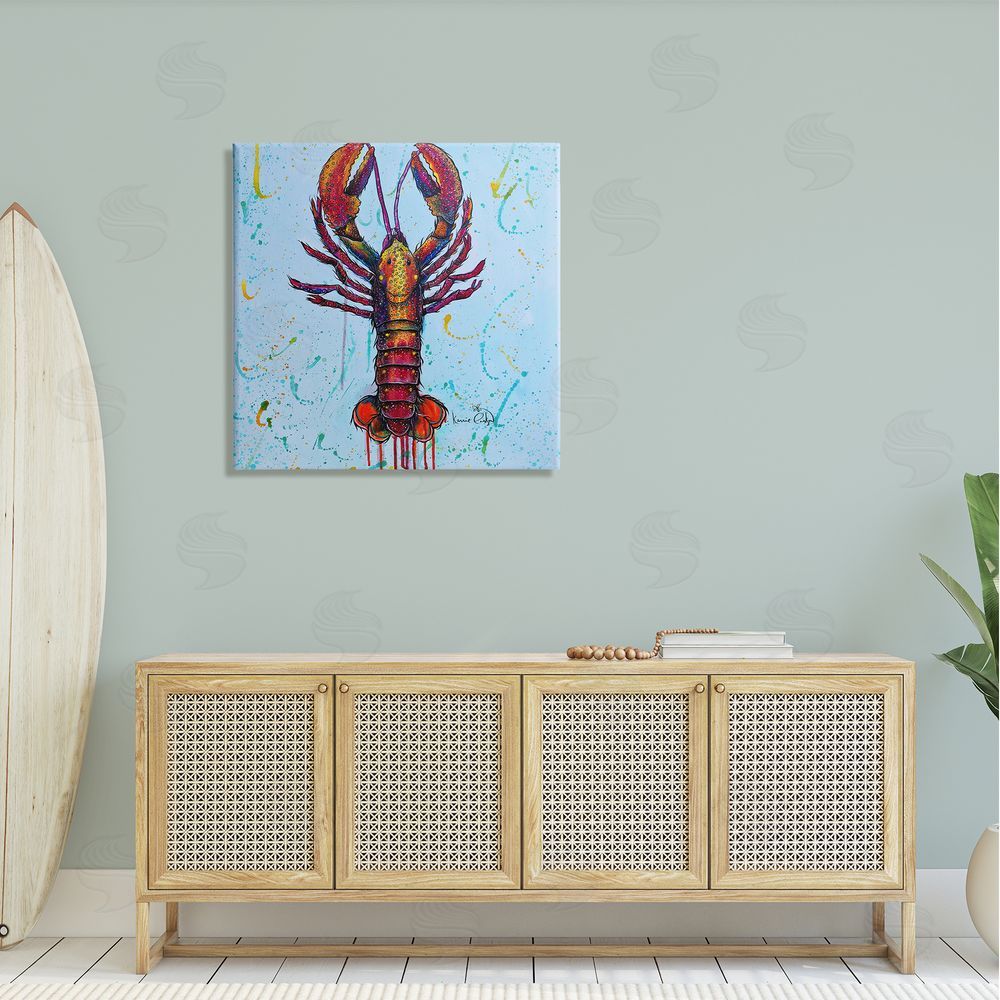 Karrie Evenson Urban Style Lobster Paint Splatter Sea Life Canvas Wall Art in Room