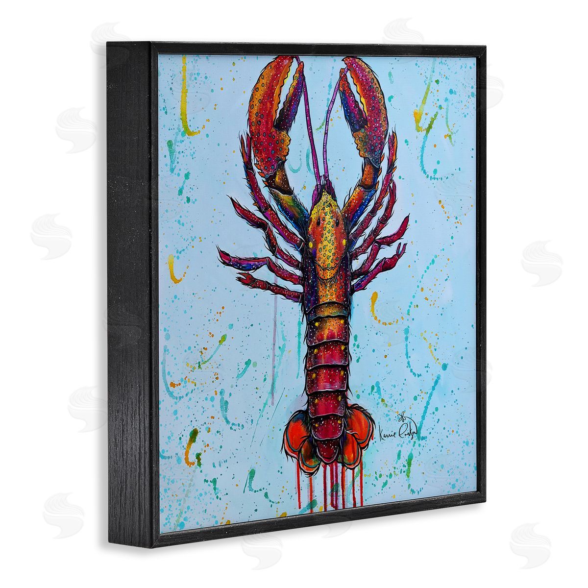 Karrie Evenson Urban Style Lobster Paint Splatter Sea Life Black Framed Glicee Wall Art Print