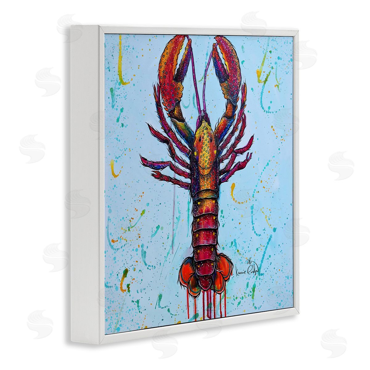 Karrie Evenson Urban Style Lobster Paint Splatter Sea Life White Framed Glicee Wall Art Print