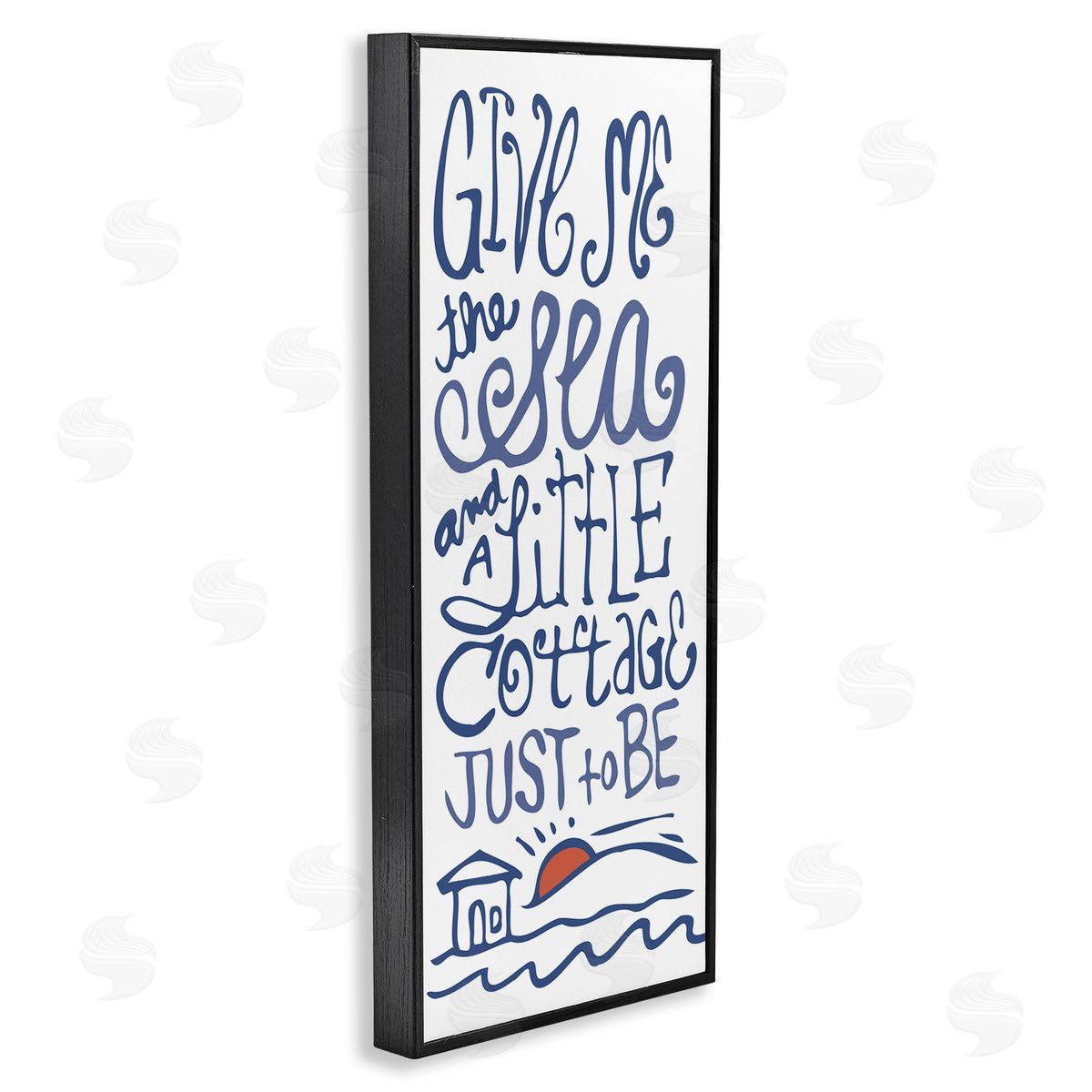 Sea & Cottage Beach Life Calligraphy Black Frame Print Wall Art, Home Decor by Kendra Shedenhelm