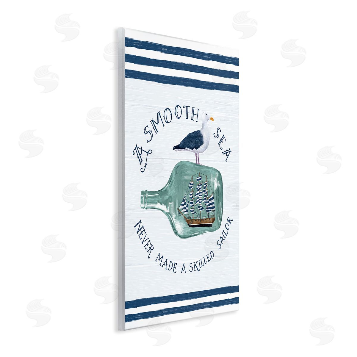 Raquel Maciel Ship In Bottle Seagull Striped Nautical Phrase  Wall Plaque Art Print