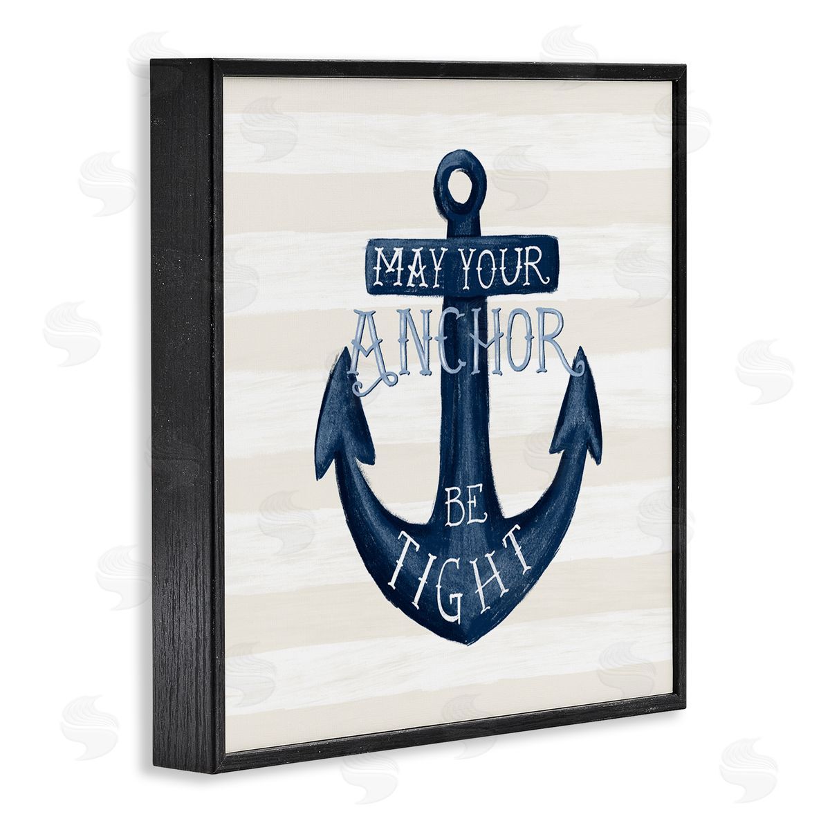 Raquel Maciel Striped Anchor Phrase Nautical Beach Illustration Black Framed Glicee Wall Art Print