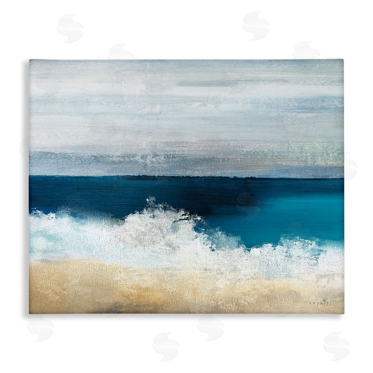 Sophie 6 Beach Waves Crashing Foam Panoramic Ocean View Stretched Canvas Wall Art Print