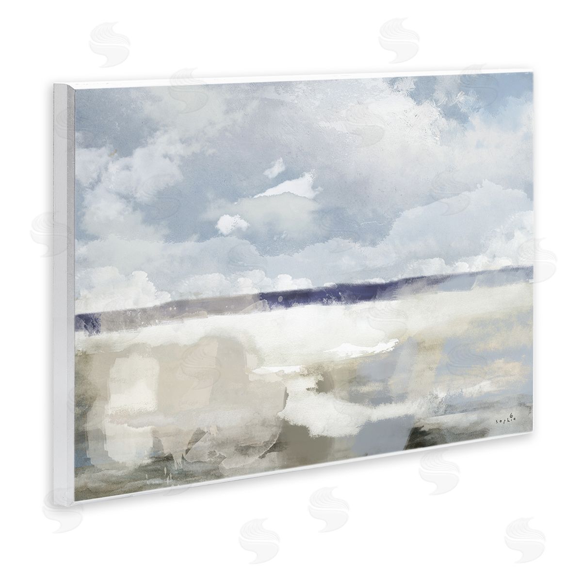 Sophie 6 Layered Abstract Beach Scenery Distant Land Clouds Wall Plaque Art Print