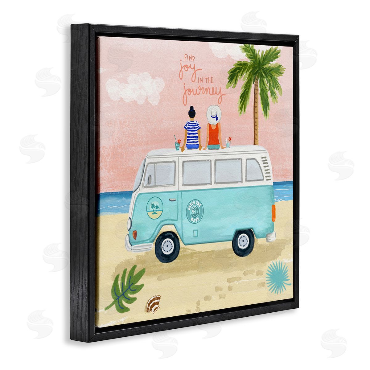 Sharon Lee Joy in the Journey Tropical Adventure Beach Traveling Black Floating Frame Canvas Wall Art Print