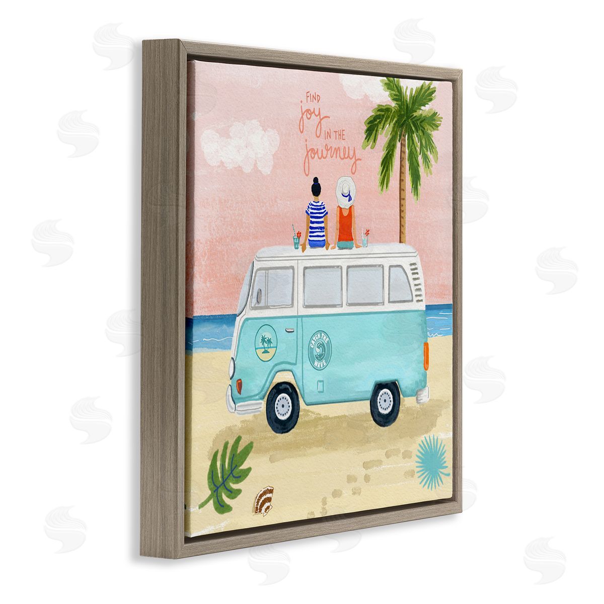Sharon Lee Joy in the Journey Tropical Adventure Beach Traveling Brown Floating Frame Canvas Wall Art Print