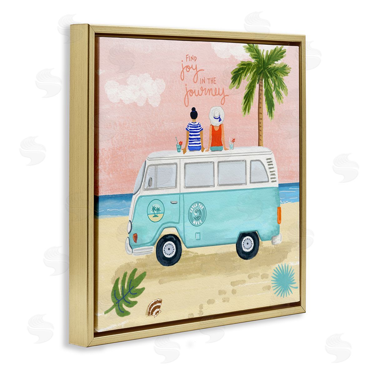 Sharon Lee Joy in the Journey Tropical Adventure Beach Traveling Gold Floating Frame Canvas Wall Art Print