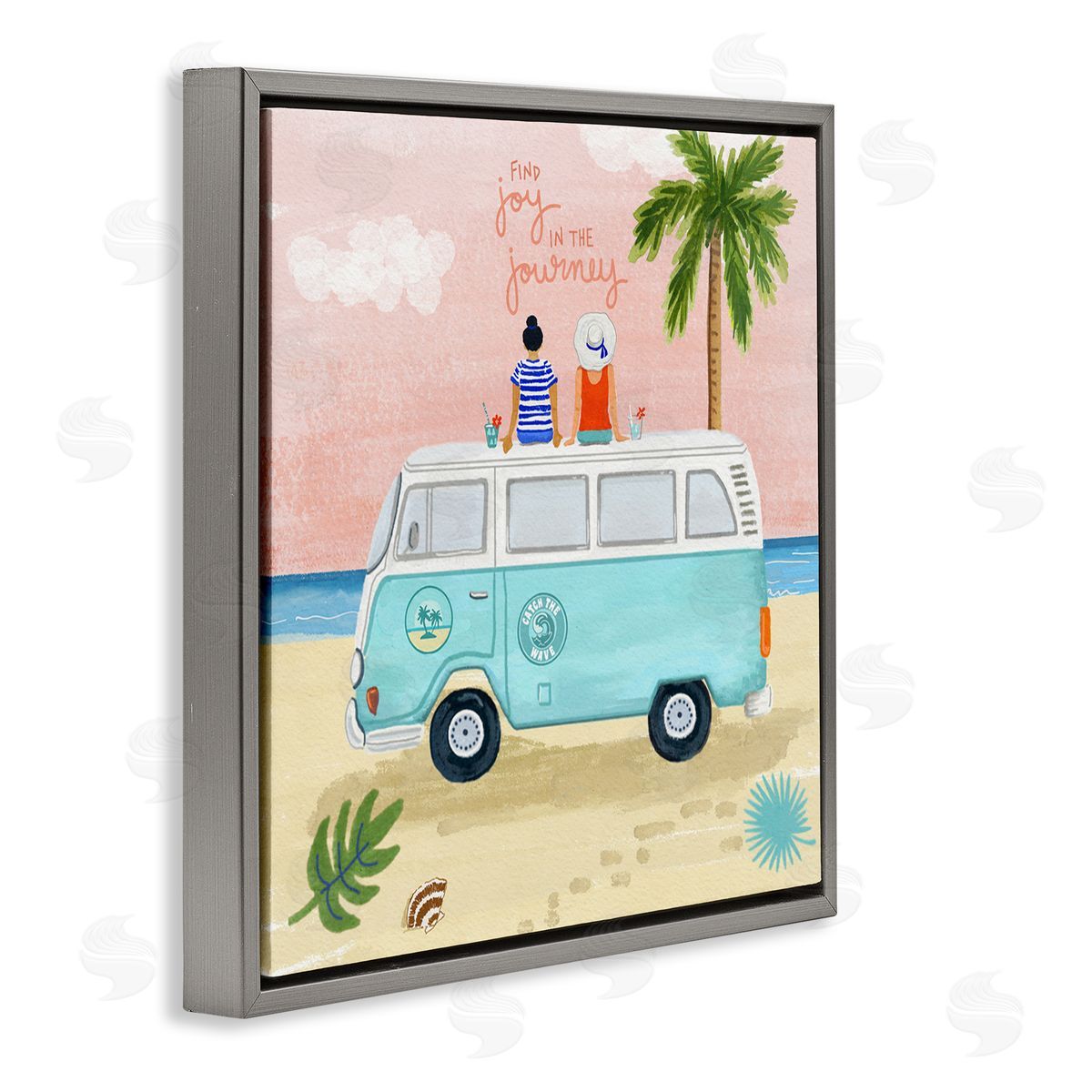 Sharon Lee Joy in the Journey Tropical Adventure Beach Traveling Gray Floating Frame Canvas Wall Art Print