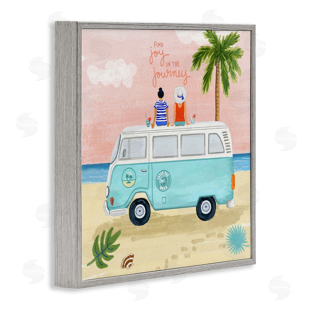 Sharon Lee Joy in the Journey Tropical Adventure Beach Traveling Gray Framed Glicee Wall Art Print