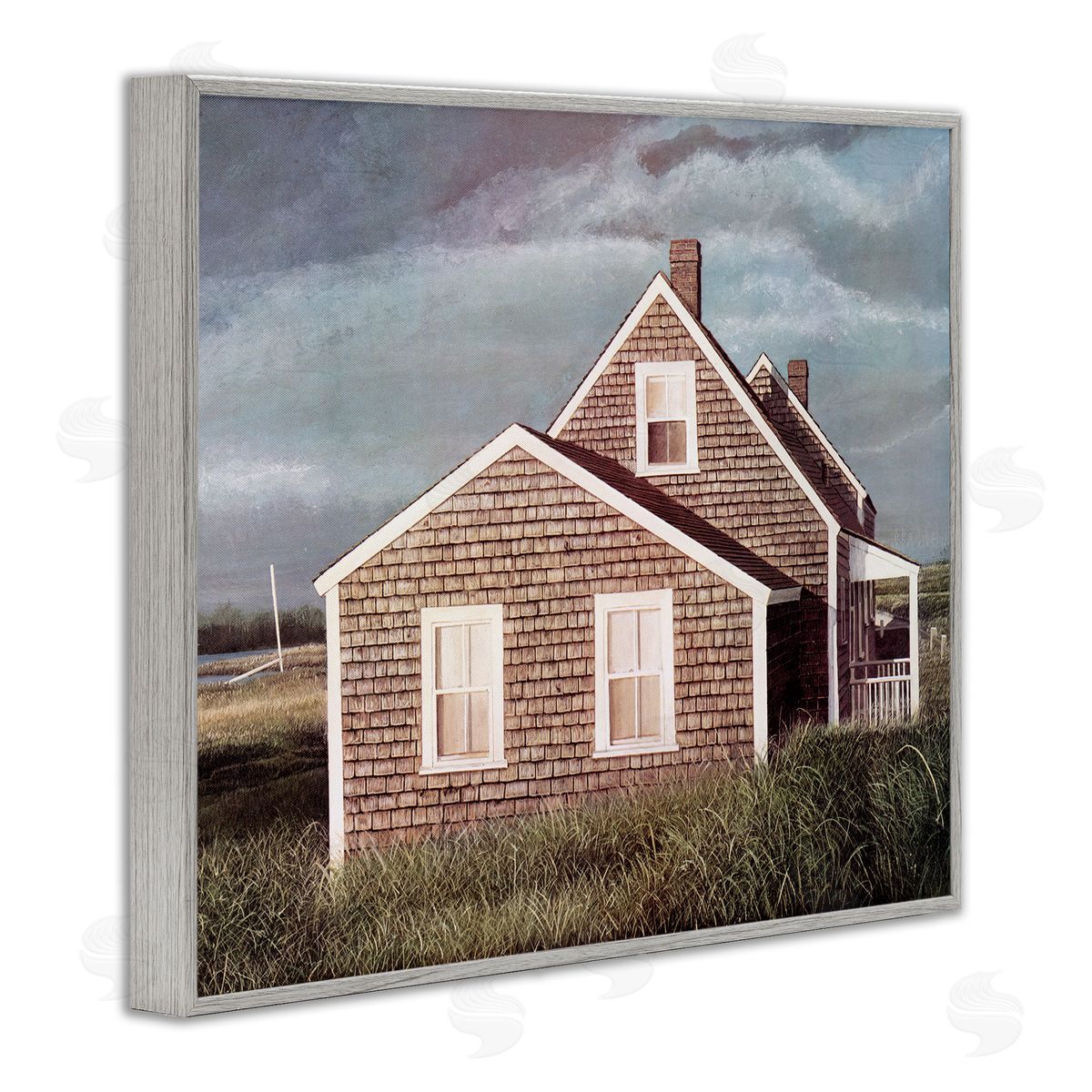 Tom Mielko Coastal Home Atmospheric Beachside Cloudy Sky  Gray Framed Giclee Wall Art Print
