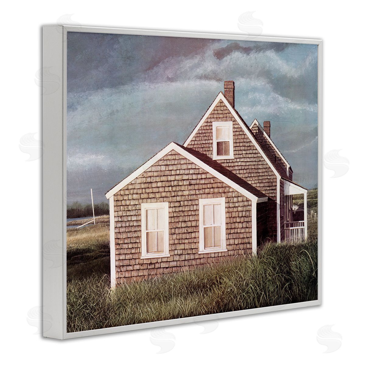 Tom Mielko Coastal Home Atmospheric Beachside Cloudy Sky  White Framed Giclee Wall Art Print