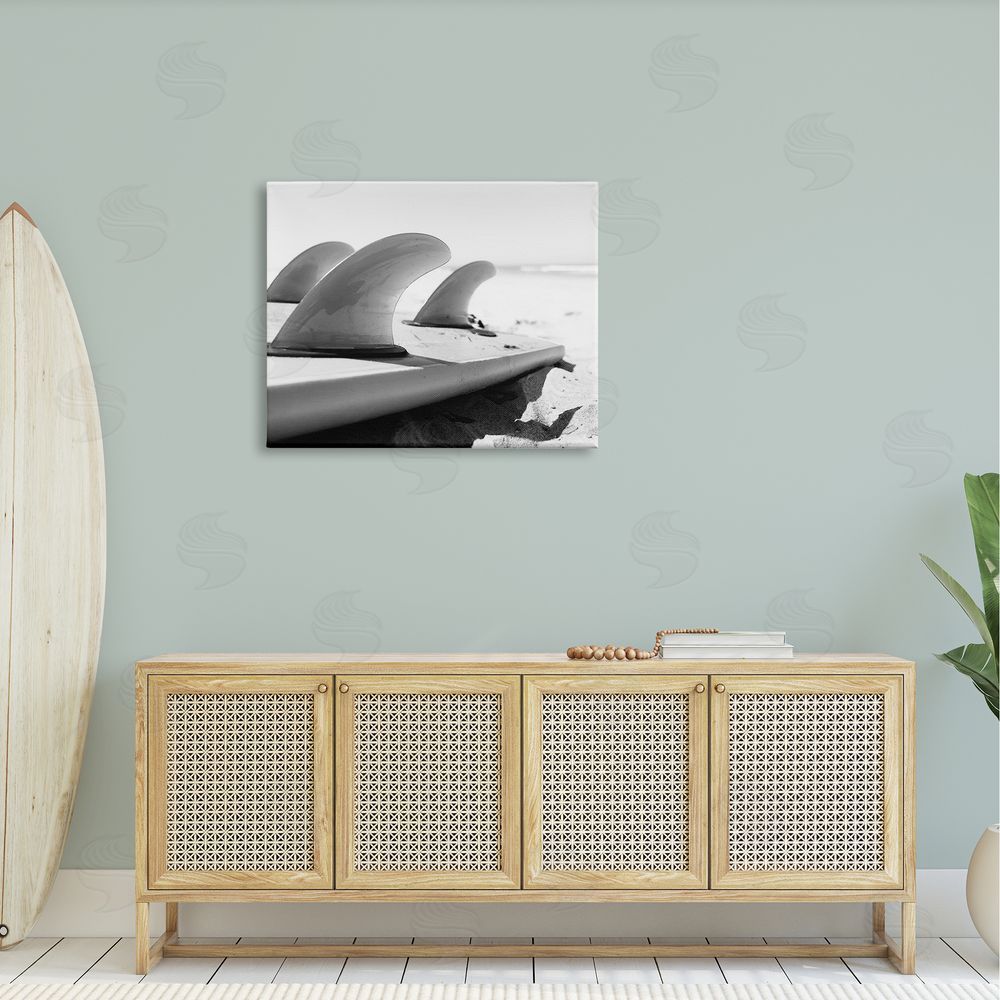 Two Smart Blondes Surfboard Fins Beach Sports Photography Ocean Coast Canvas Wall Art Print in Room