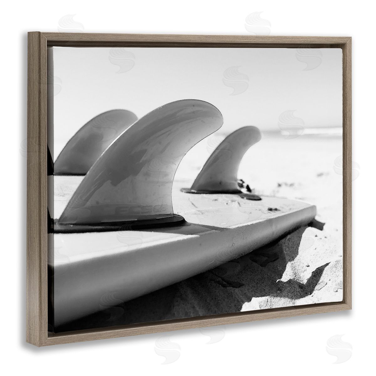 Two Smart Blondes Surfboard Fins Beach Sports Photography Ocean Coast Brown Floating Frame Canvas Wall Art Print