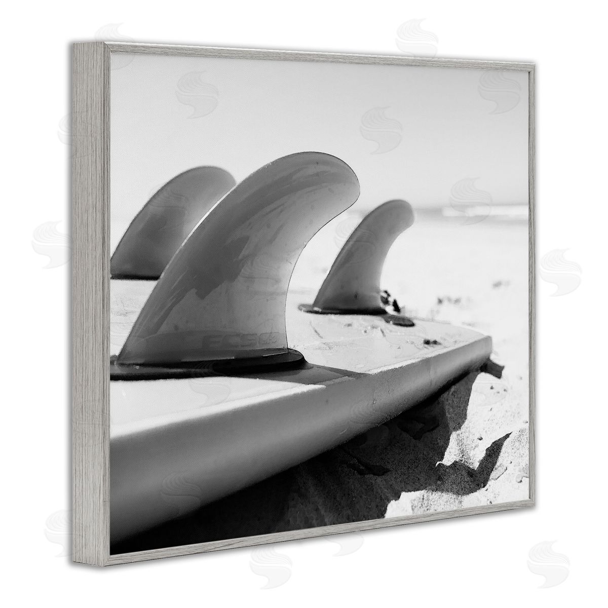 Two Smart Blondes Surfboard Fins Beach Sports Photography Ocean Coast Gray Framed Giclee Wall Art Print