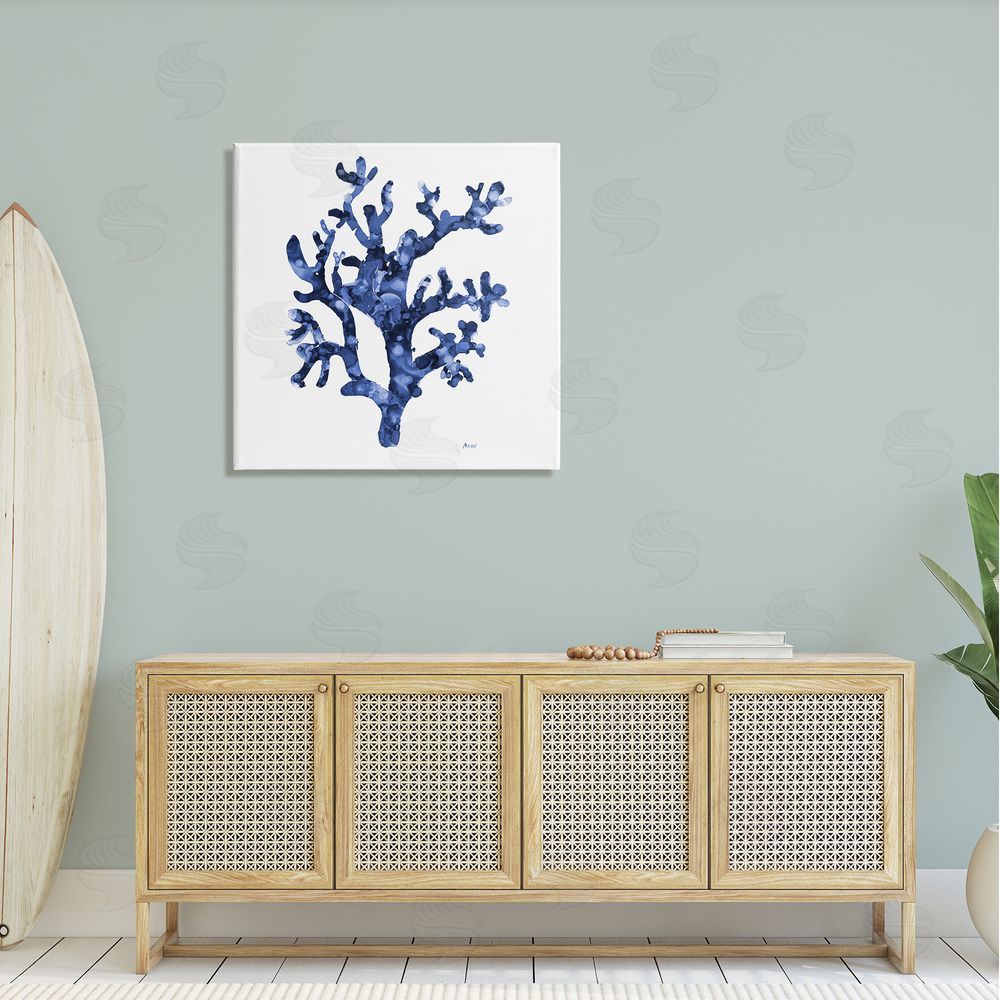 Patti Mann Ocean Coral Plant Sea Life Blue Pattern Canvas Wall Art in Room