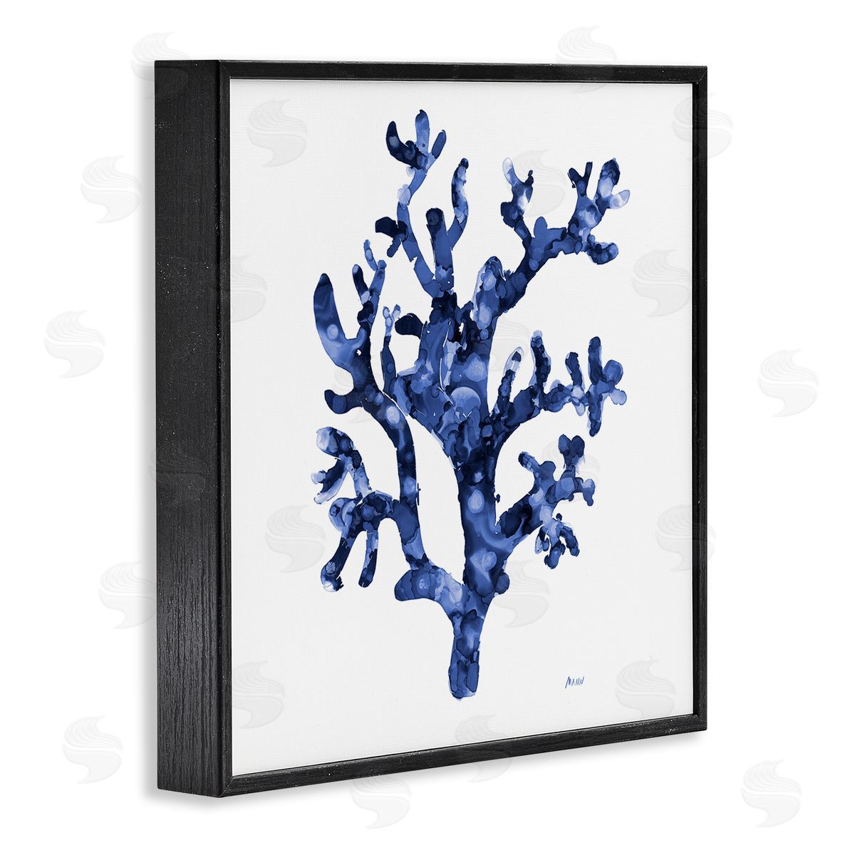 Patti Mann Ocean Coral Plant Sea Life Blue Pattern Black Framed Glicee Wall Art Print