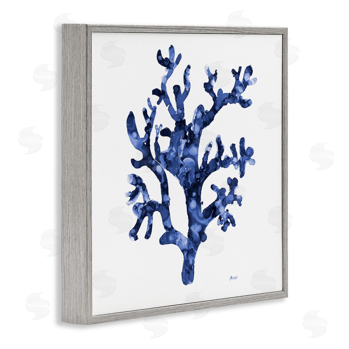 Patti Mann Ocean Coral Plant Sea Life Blue Pattern Gray Framed Glicee Wall Art Print