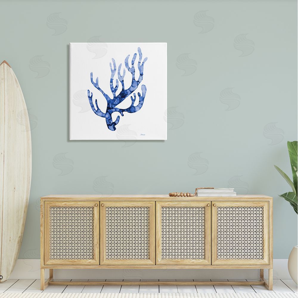 Patti Mann Coral Sprig Marine Life Plant Watercolor Detail Canvas Wall Art in Room