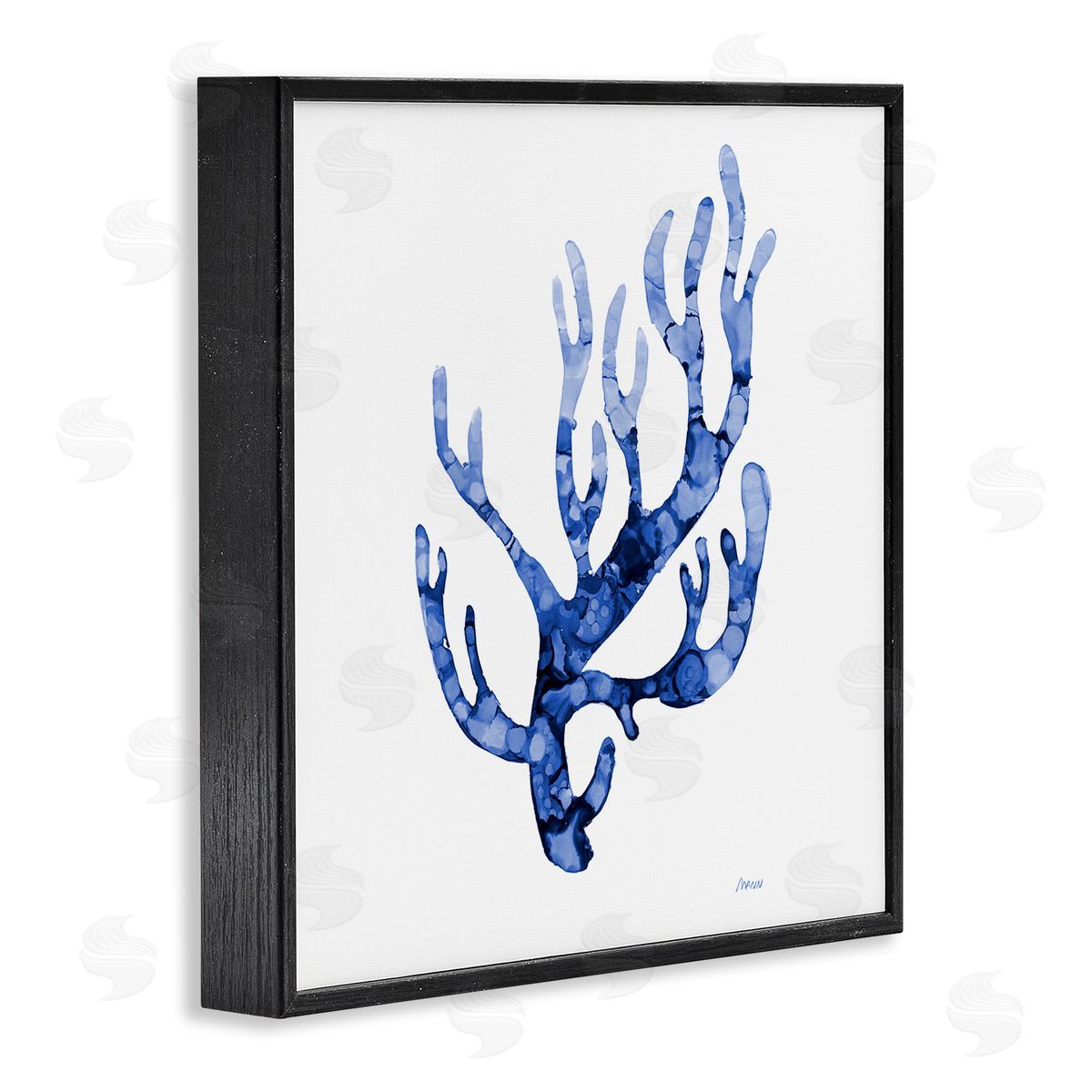 Patti Mann Coral Sprig Marine Life Plant Watercolor Detail Black Framed Glicee Wall Art Print