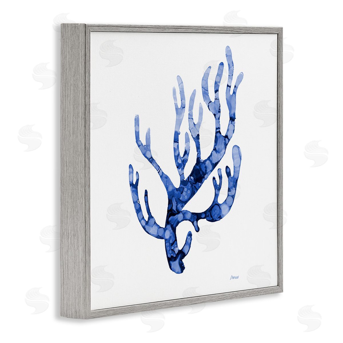 Patti Mann Coral Sprig Marine Life Plant Watercolor Detail Gray Framed Glicee Wall Art Print