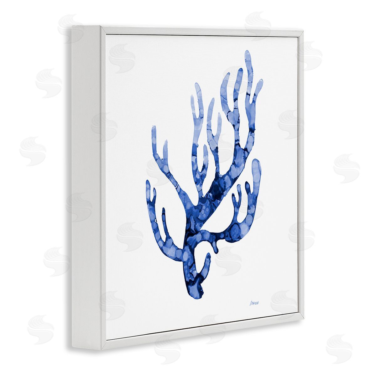 Patti Mann Coral Sprig Marine Life Plant Watercolor Detail White Framed Glicee Wall Art Print