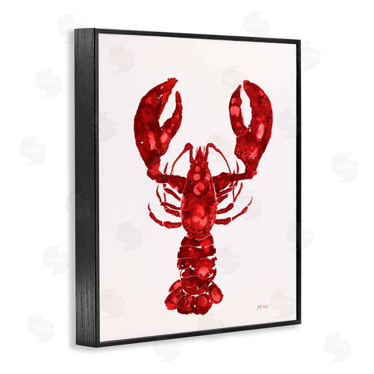 Patti Mann Red Lobster Marine Paint Speckled Watercolor Black Framed Giclee Wall Art Print