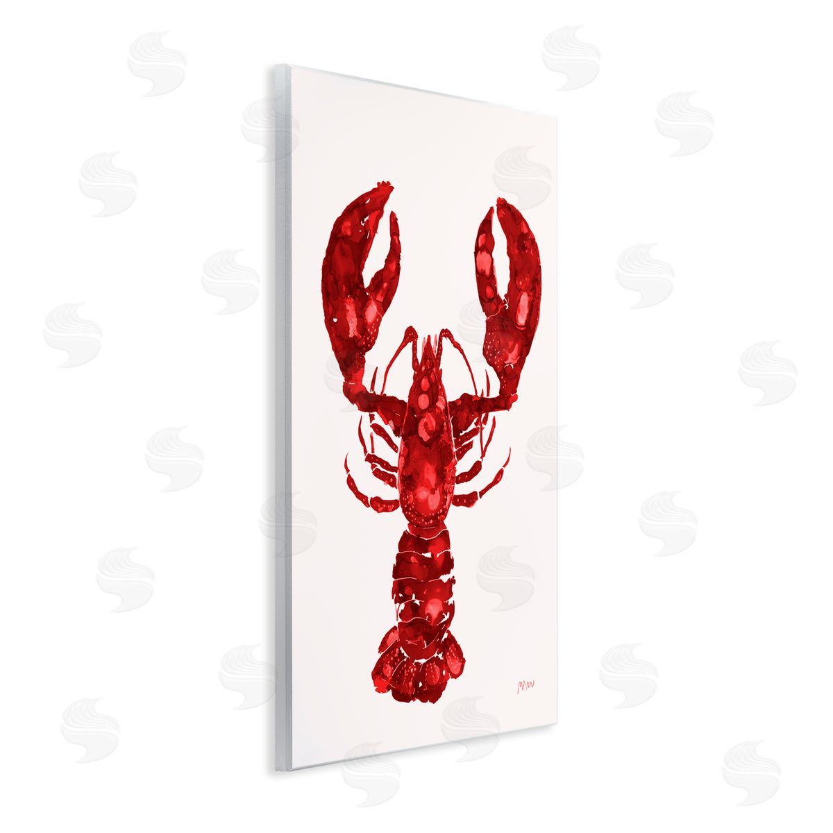 Patti Mann Red Lobster Marine Paint Speckled Watercolor Wall Plaque Art Print