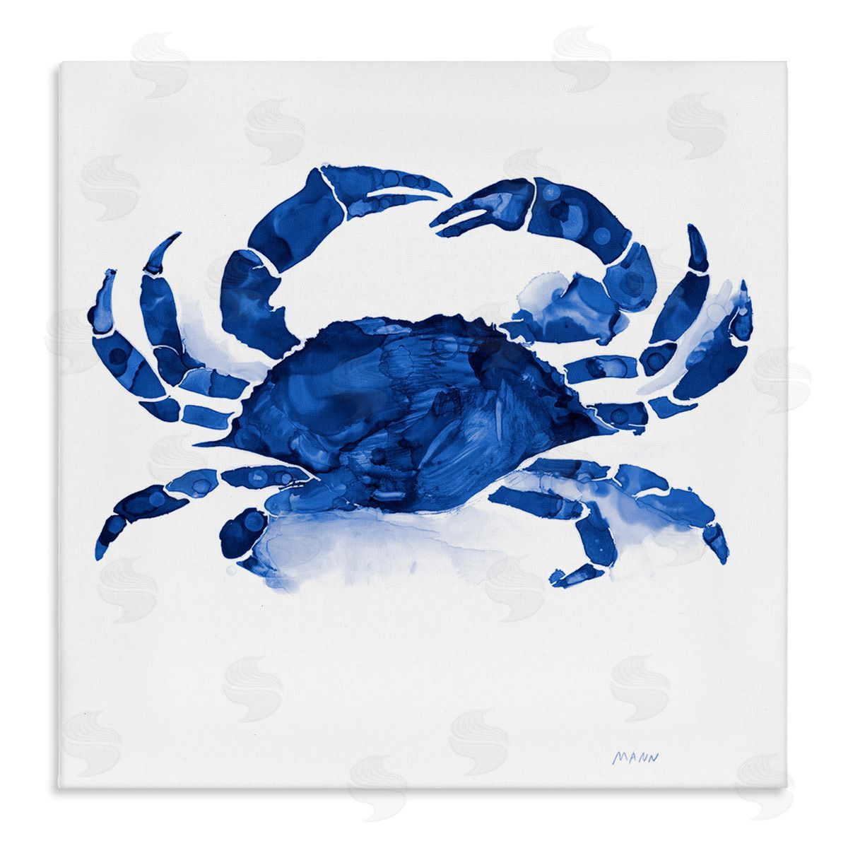 Patti Mann Detailed Crab Wildlife Blue Ocean Sea Life  Stretched Canvas Wall Art Print