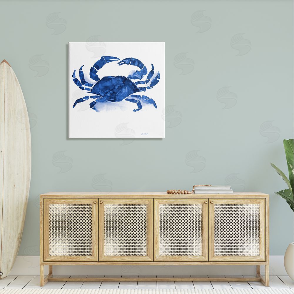 Patti Mann Detailed Crab Wildlife Blue Ocean Sea Life  Canvas Wall Art in Room